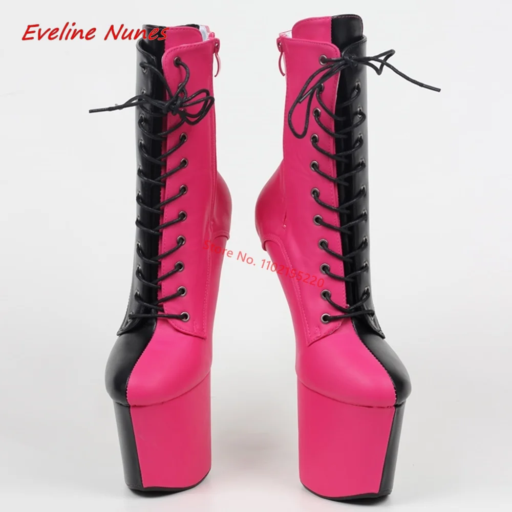 Mixed Colors Heelless Boots Women\'s New Arrival Round Toe Leather Nightclub Cosplay Sexy Pole Dance Shoes For footwear