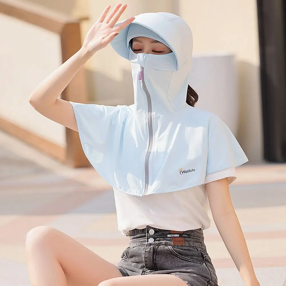 

Outdoor Anti-UV Wide Brim Fisherman Cap Face Mask Hat Hiking Driving Neck Flap Cap Cycling Sun Hat Protection Face Cap Ice Silk