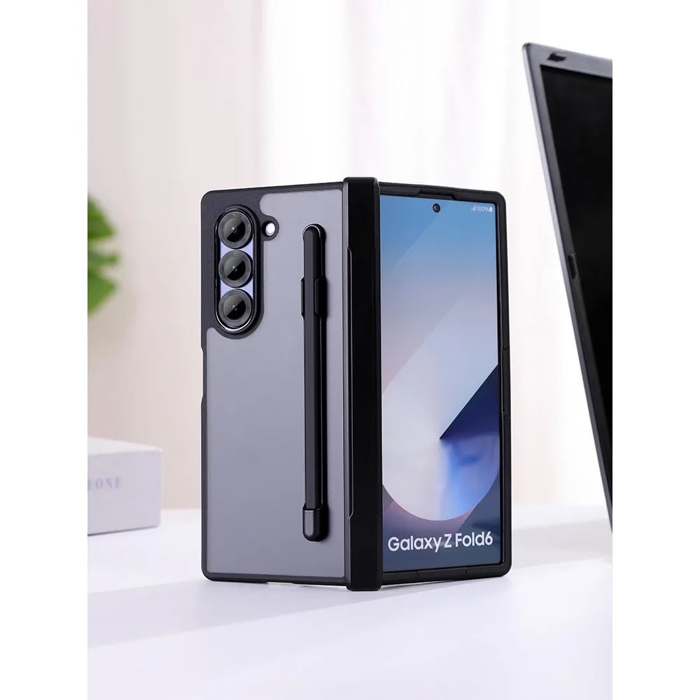 

For Samsung Galaxy Z Fold 6 5 4 Case Skin Friendly Matte Folding Hinge Pen Slot with Capacitor Pen Shockproof Cover Accessories