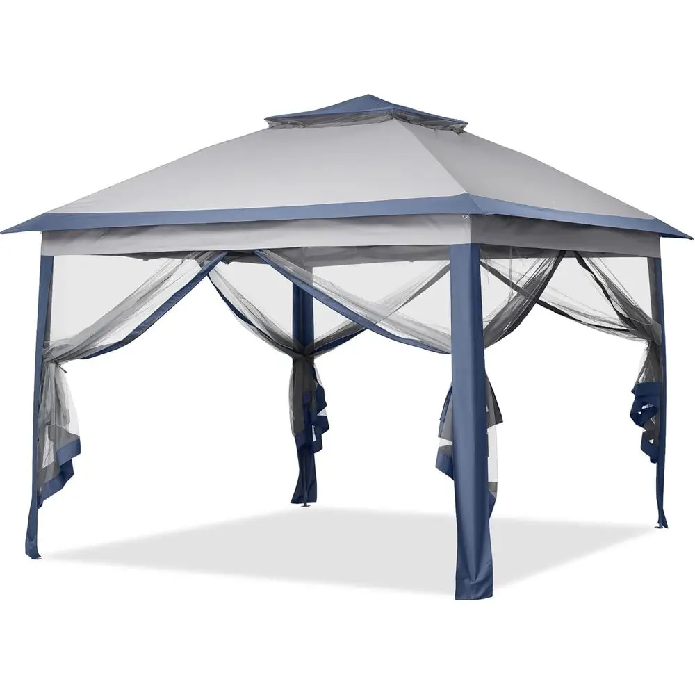 

Blue 11x11 Outdoor Tent with Netting, Gazebo Style, Includes Carry Bag
