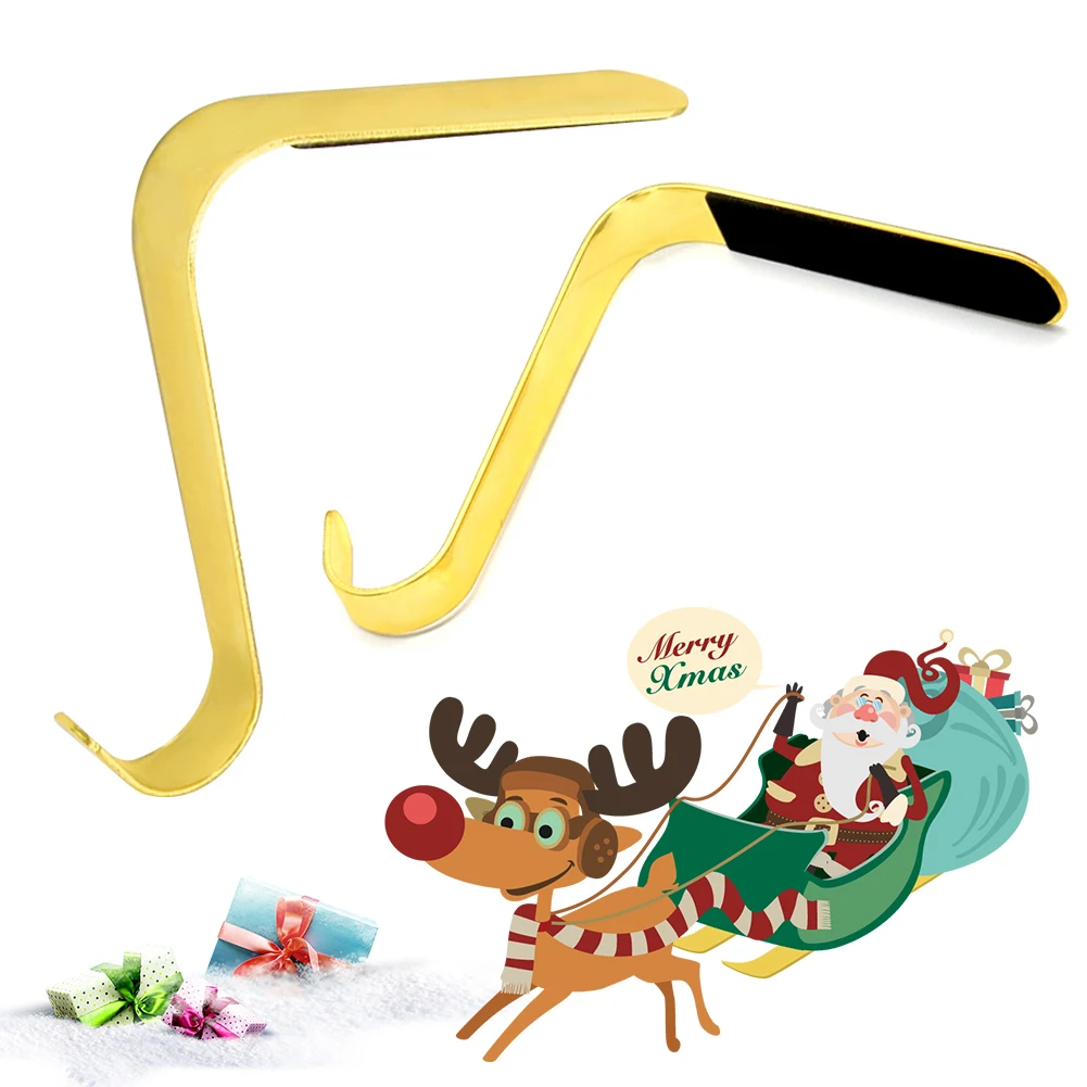 

Christmas Stocking Holders Hooks Metal Fireplace Stocking Hanger Multi-Use Socks Holders Ornament for Home Party Decor