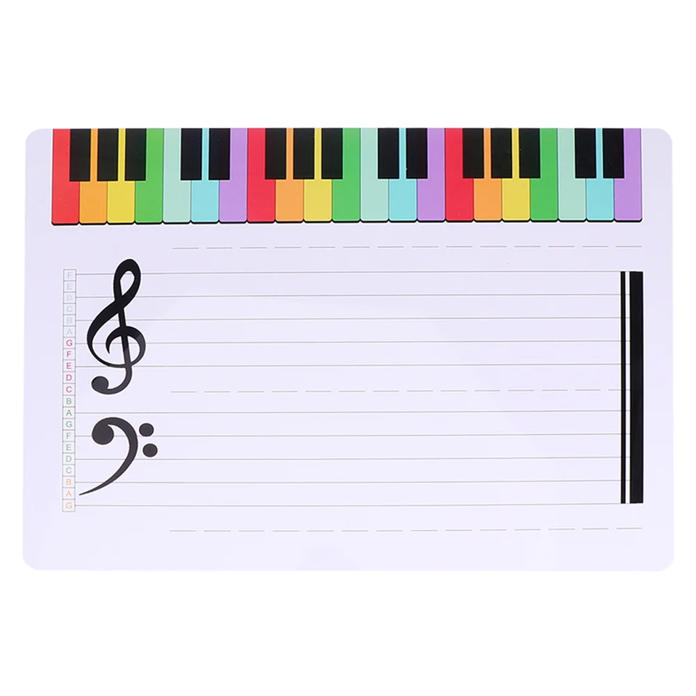 

Exercise Board White Key Teaching Stave Erasable Whiteboard Desktop Reusable Staff Plastic Music Tool Piano Cards Child