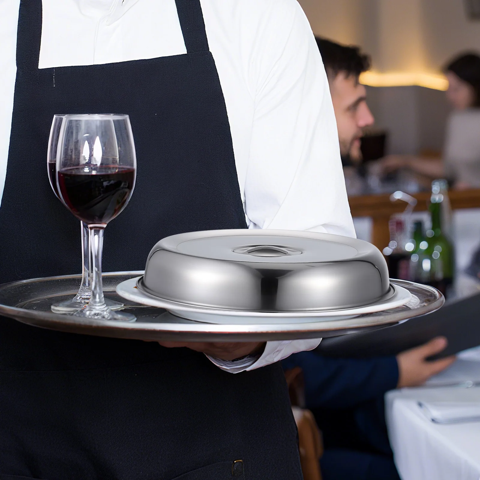 

2Pcs Stainless Steel Food Covers Rounded Dome Heat Resistant Protective Cooking Cover Anti Splash Spill Proof for Indoor Outdoor