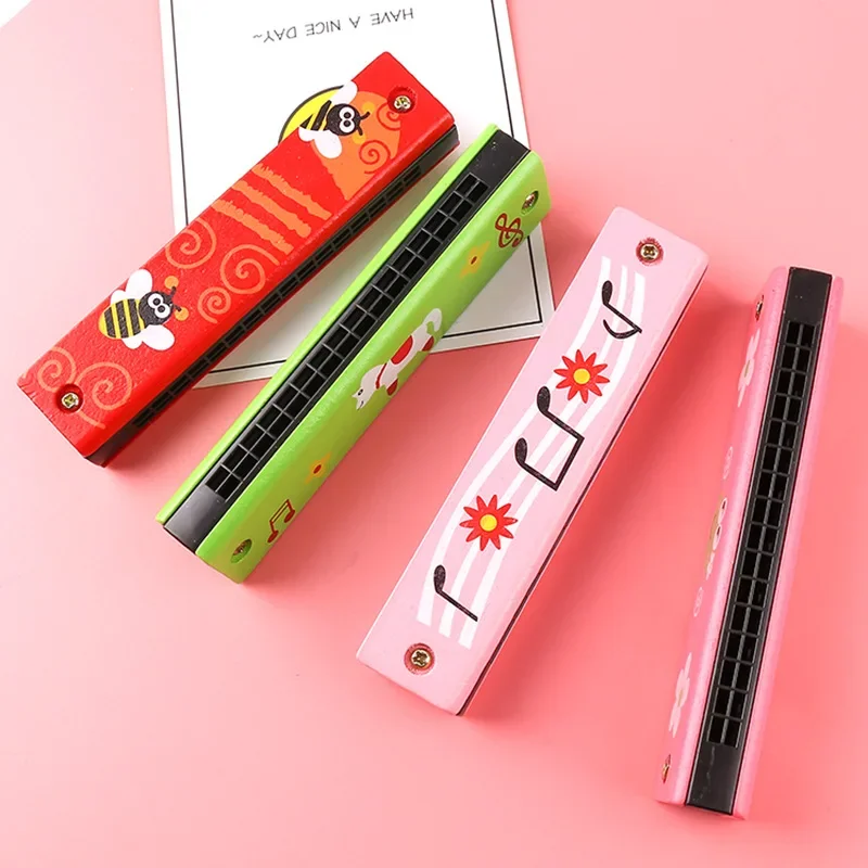 モンテッソーリおもちゃ 16 穴ハーモニカ愛らしい漫画パターン子供のための楽器教育玩具子供のため