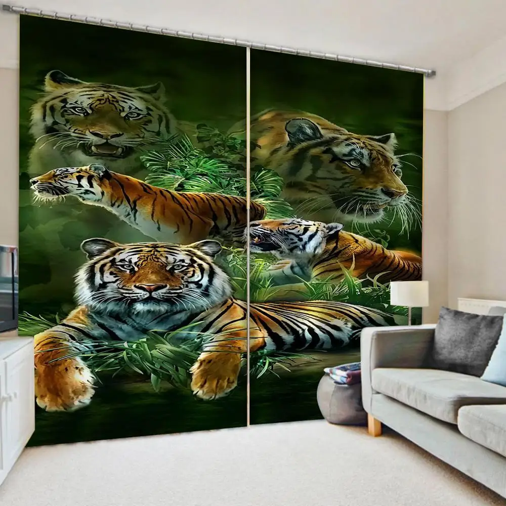 Beautiful Photo Fashion Customized 3D Curtains Morden tiger curtains Decoration curtains