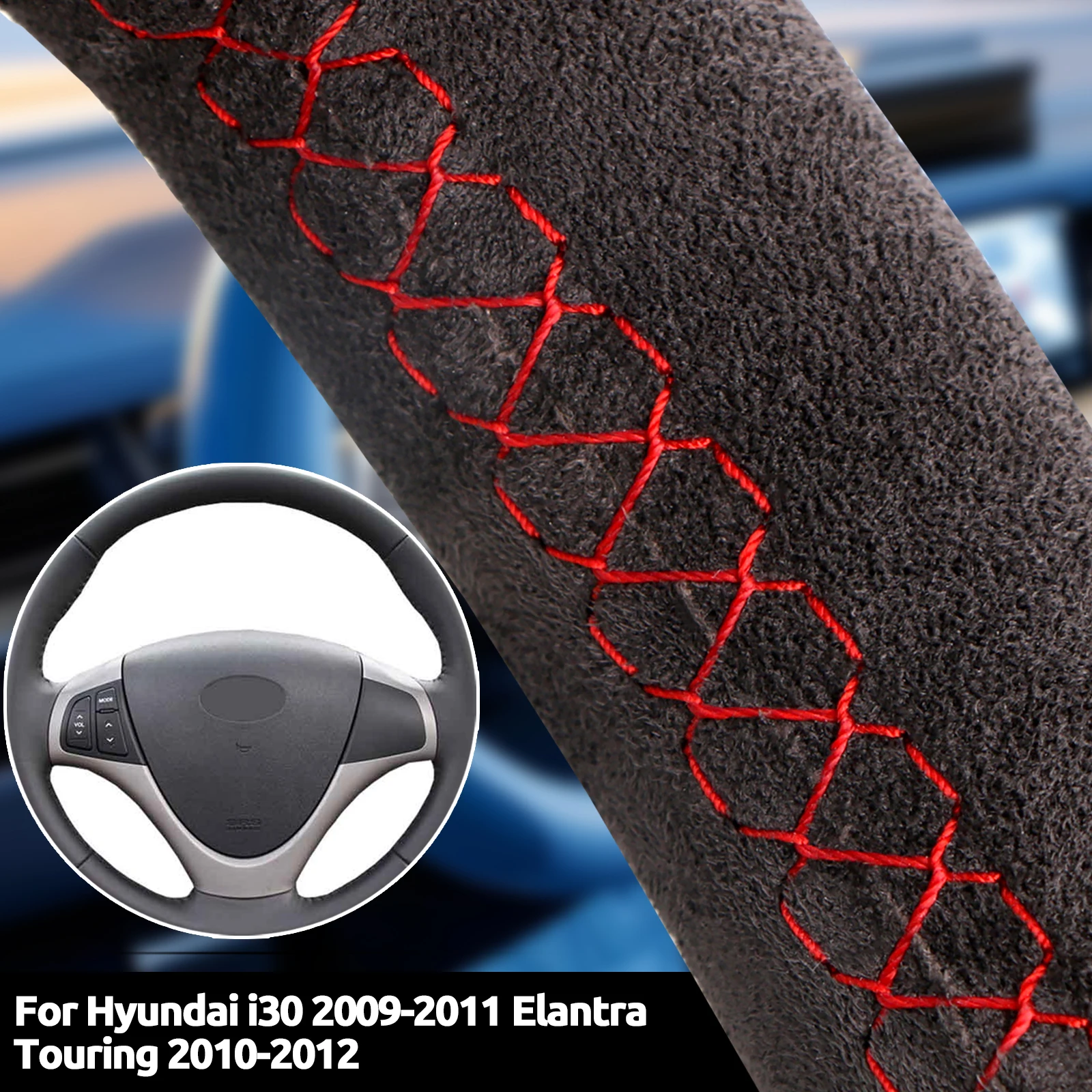 

Suede Car Steering Wheel Cover For Hyundai i30 2009-2011 Elantra Touring 2010 2011 2012 Custom Soft Leather Auto Accessories