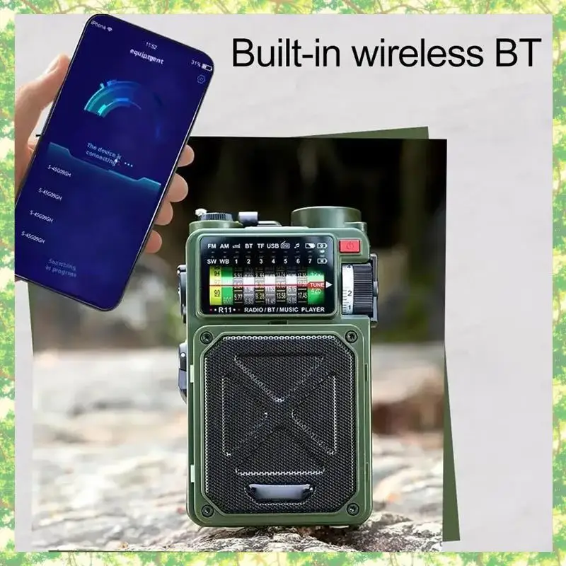 Radio Surya Darurat Yang Dioperasikan dengan Tangan Cerdas Radio Alarm Berkemah Luar Ruangan Bluetooth Surya Radio Alarm Berkemah Luar Ruangan Bluetooth