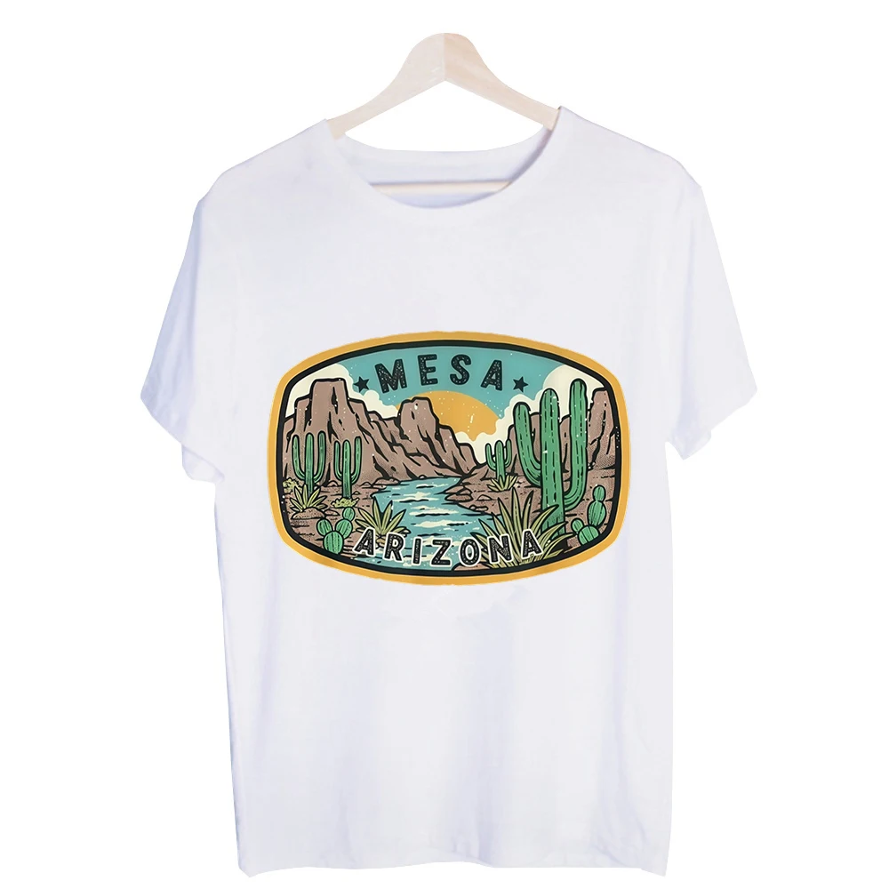 Men's Mesa Arizona Desert Scene Graphic Tee, Short Sleeve Crew Neck T-Shirt for Casual Summer Outfits