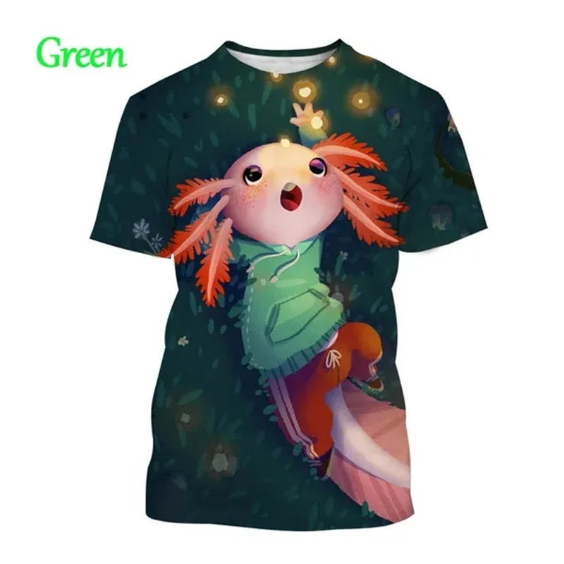 New Hot Sale Axolotl 3D T-shirt Fashion Animal Unisex Personality Creative Comfortable Round Neck Printed Streetwear Tops