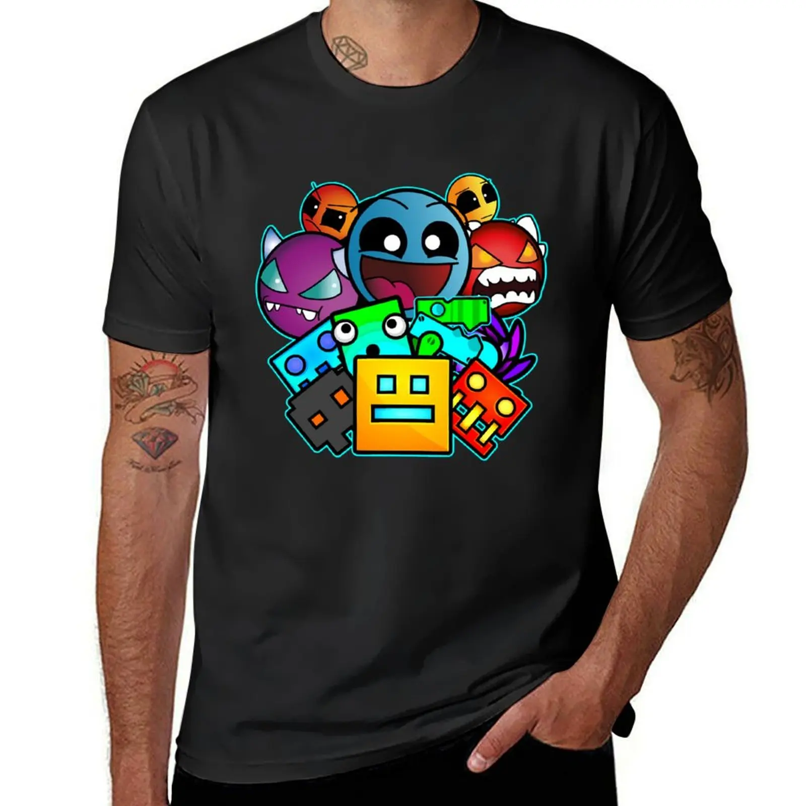 

geometry dash old school gaming T-Shirt cute tops Personalized t-shirt essential t shirt plain black t shirts men