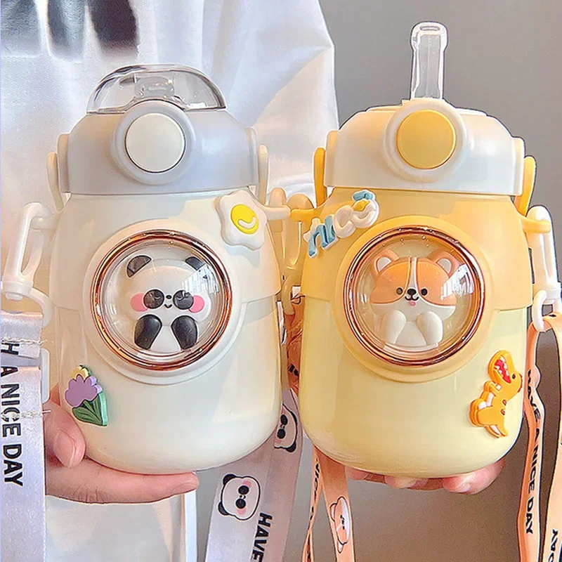 700ml Cute Kids Water Bottle for Girls Kawaii Cartoon Large Capacity Student Travel Water Cup 316 Stainless Steel Insulated Cup
