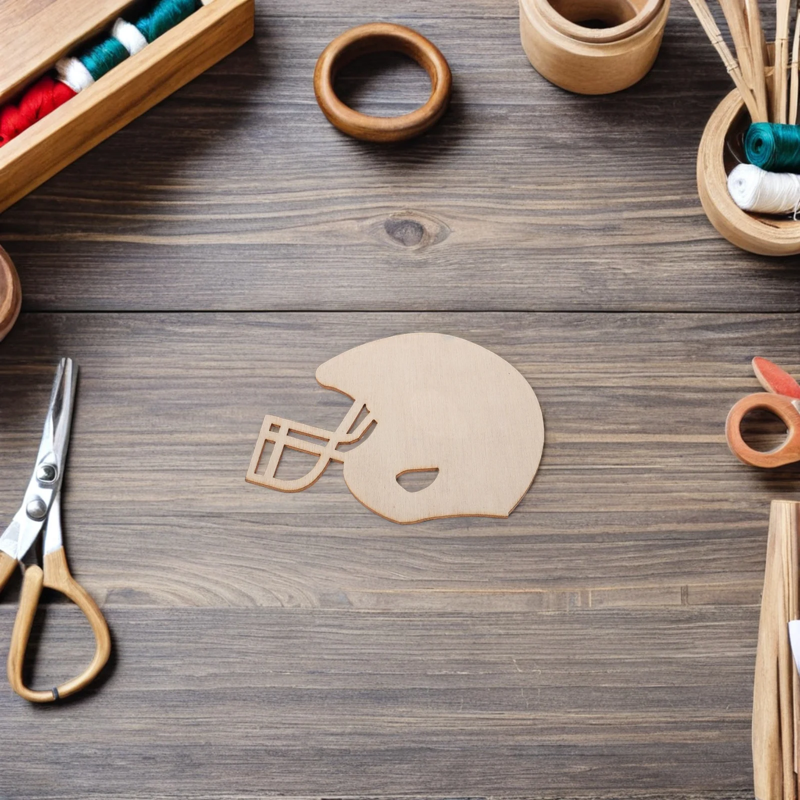 

50Pcs Unfinished Wood Football Cutouts Blank Smooth Pieces DIY Craft Paint Football Decor Party Decorations