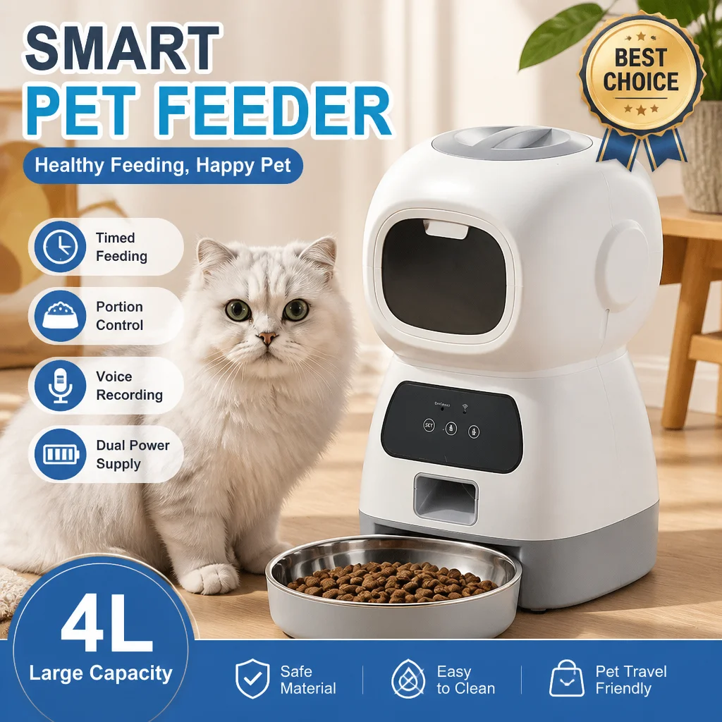 3.5L Smart WiFi Pet Feeder Automatic Timing Quantitative Food Dispenser Remote Control For Cat Dog Stainless Steel Bowl