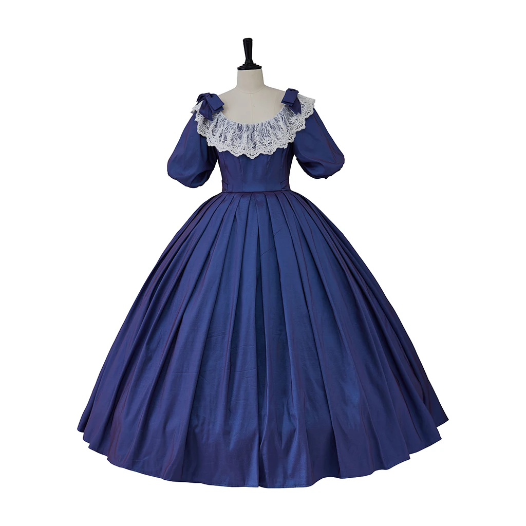 Victorian Civil War Southern Belle Blue Ball Gown Victorian Blue Evening Dress Scarlett Ball Gown Princess Dress Custom Made