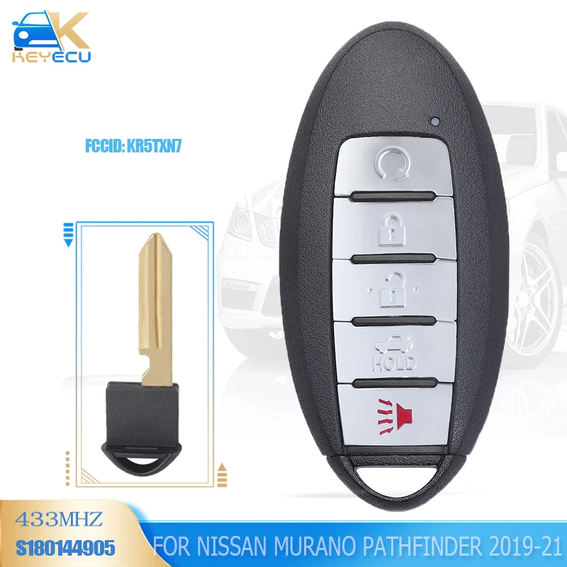 

KEYECU S180144905 KR5TXN7 Smart Key Remote Fob for Nissan Pathfinder Murano 2019 2020 2021 433MHz 4A