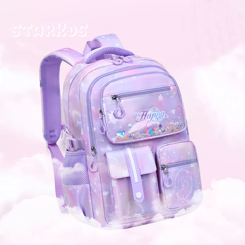 

Princess Pink Purple School Bags For Junior Girls Orthopaedics Comfy Backpacks Kids Primary Schoolbag Large Capacity Waterproof