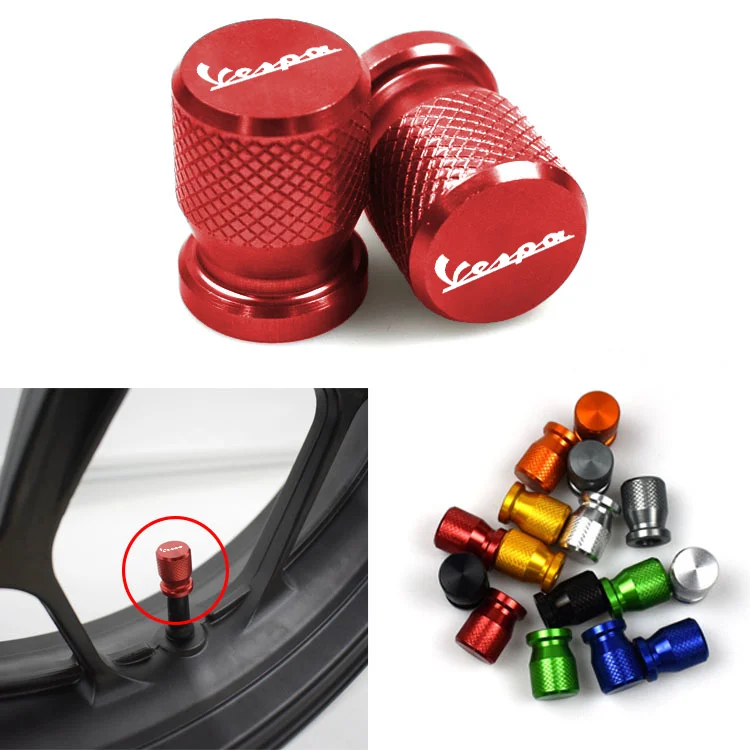 4 tapas de aluminio para válvulas de neumáticos de motocicleta, para Vespa Scooter GTS LX LXV GTV Sprint Primavera 150 300 Piaggio