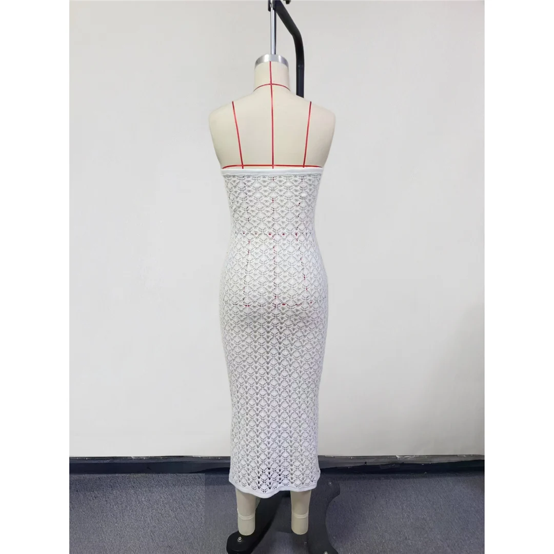 Bandeau-Tunika mit Ausschnitten, geknotet, gehäkelt, gestrickt, Strandkleid, Strandmode, Damen V6280 – Detail 5