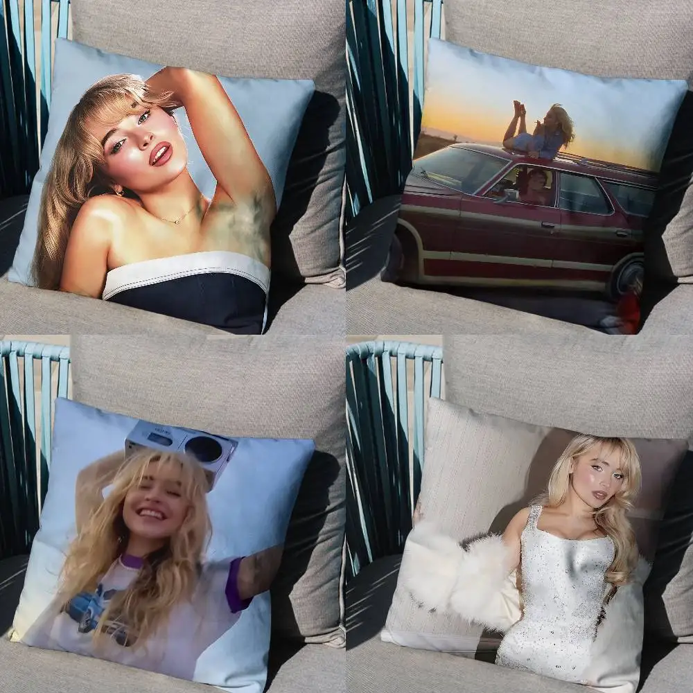 

Manchild S-Sabrina Carpenter Pillow Case Anti-dustmite Pillowcase Invisible zipper silky short plush Sofa cushion cover
