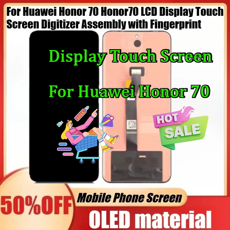

For Huawei Honor 70 Honor70 LCD Display Touch Screen Digitizer Assembly with Fingerprint New OLED Display Touch Screen