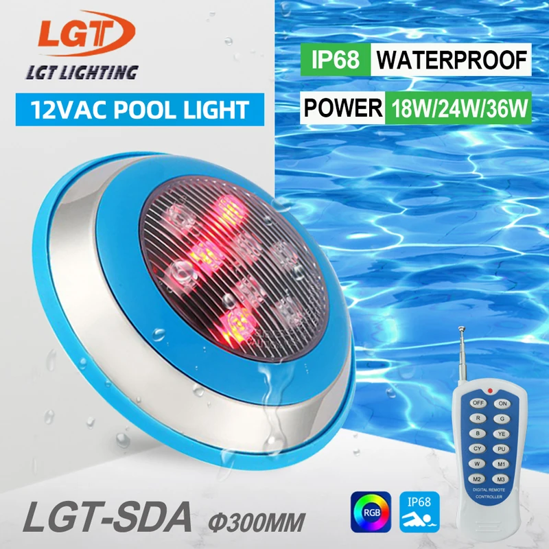 

High Quality Underwater Swimming Pool Light Resin Filled 304 Stainless Steel 2 Years Warranty 300MM 18W 24W 36W