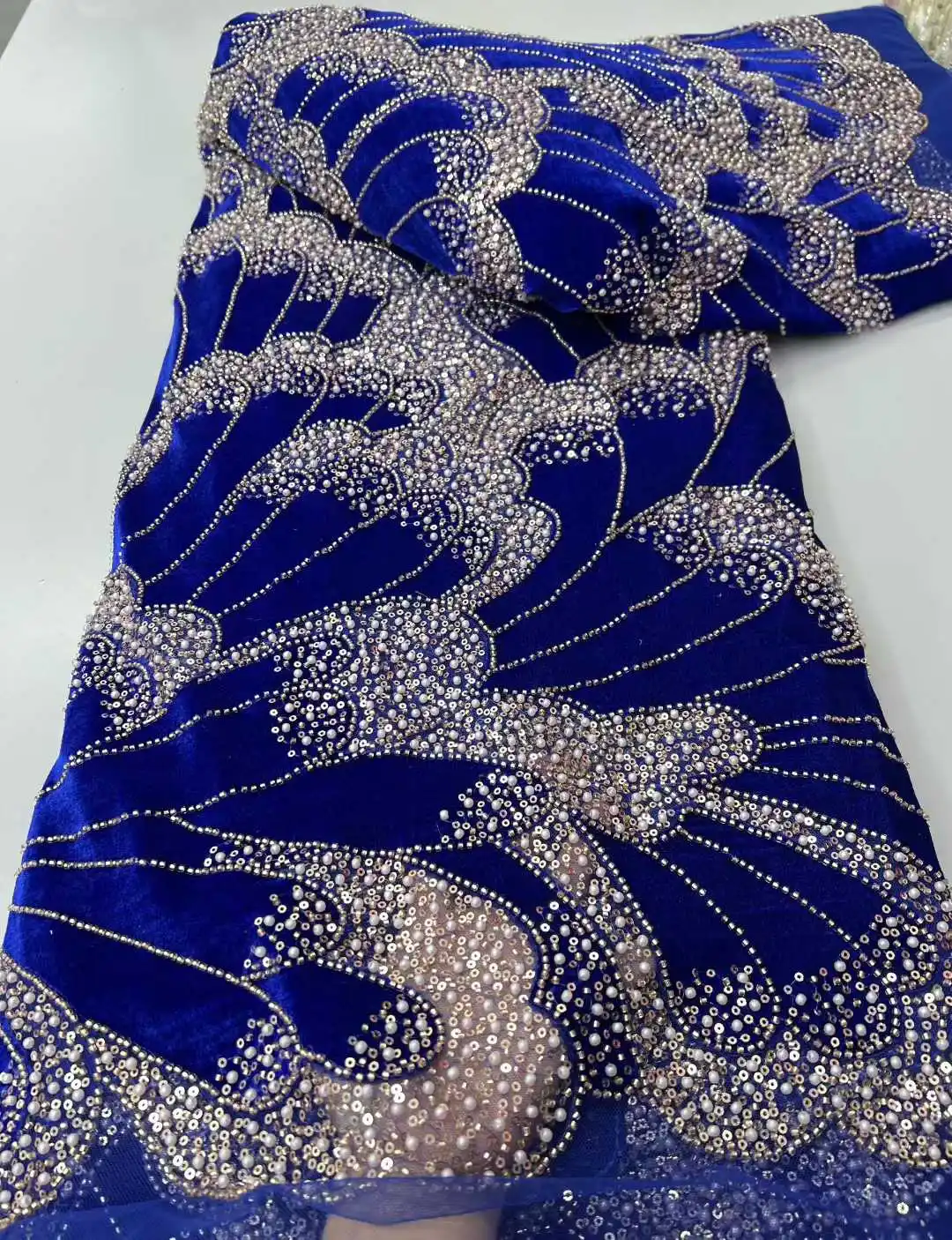 الأفريقي النيجيري 2026 مطرز التطريز الدانتيل الراقية الفاخرة الفرنسية الترتر صافي أقمشة الدانتيل لحفل الزفاف فستان المرأة CC1830 #6