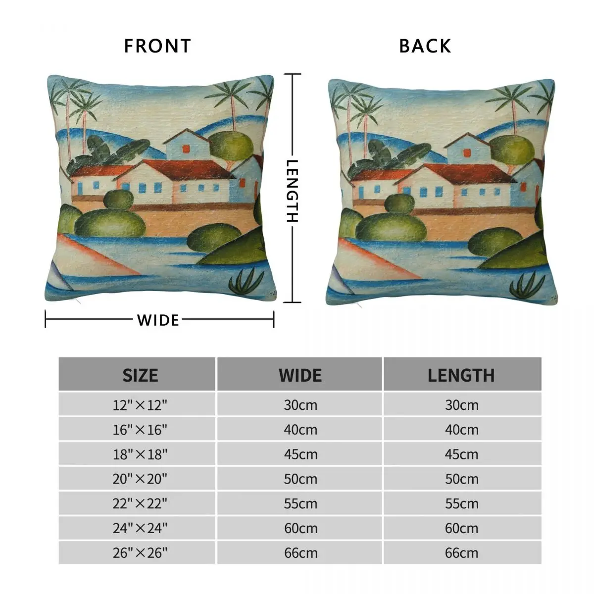 Tarsila Do Amaral Casas Ribeirinhas Square Pillowcase Polyester Linen Velvet Creative Zip Decor Car Cushion Cover