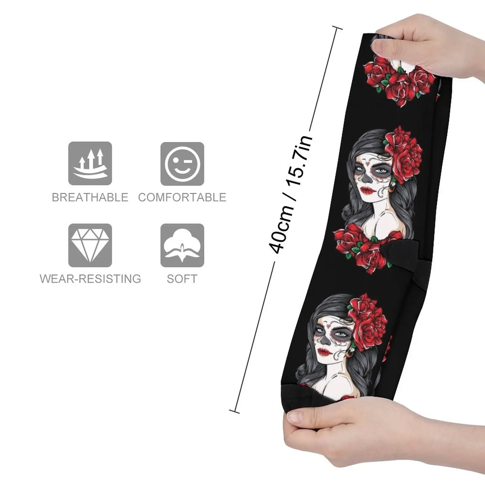 sugar skull doll Santa Muerte day of the dead Socks compression socks men hip hop