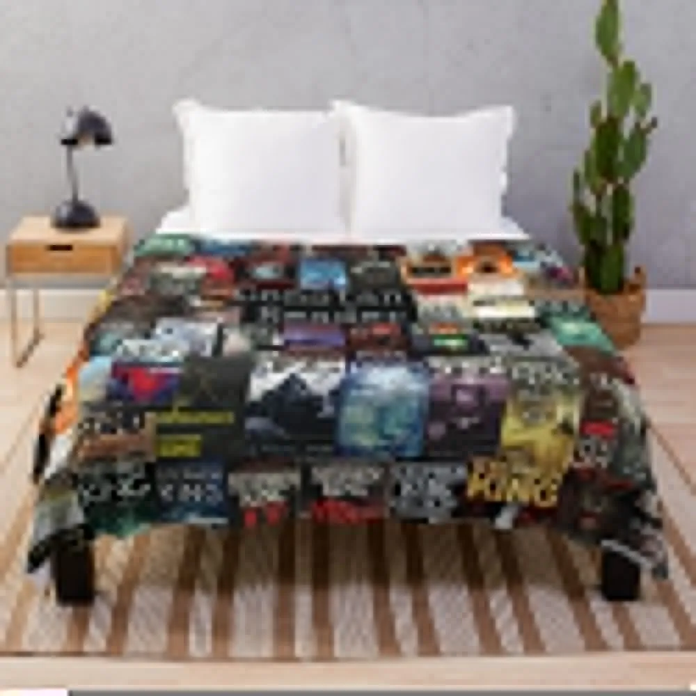 Stephen King Book Covers, Constant Reader Throw Blanket blankets ands Beautifuls Flannel Fabric Blankets