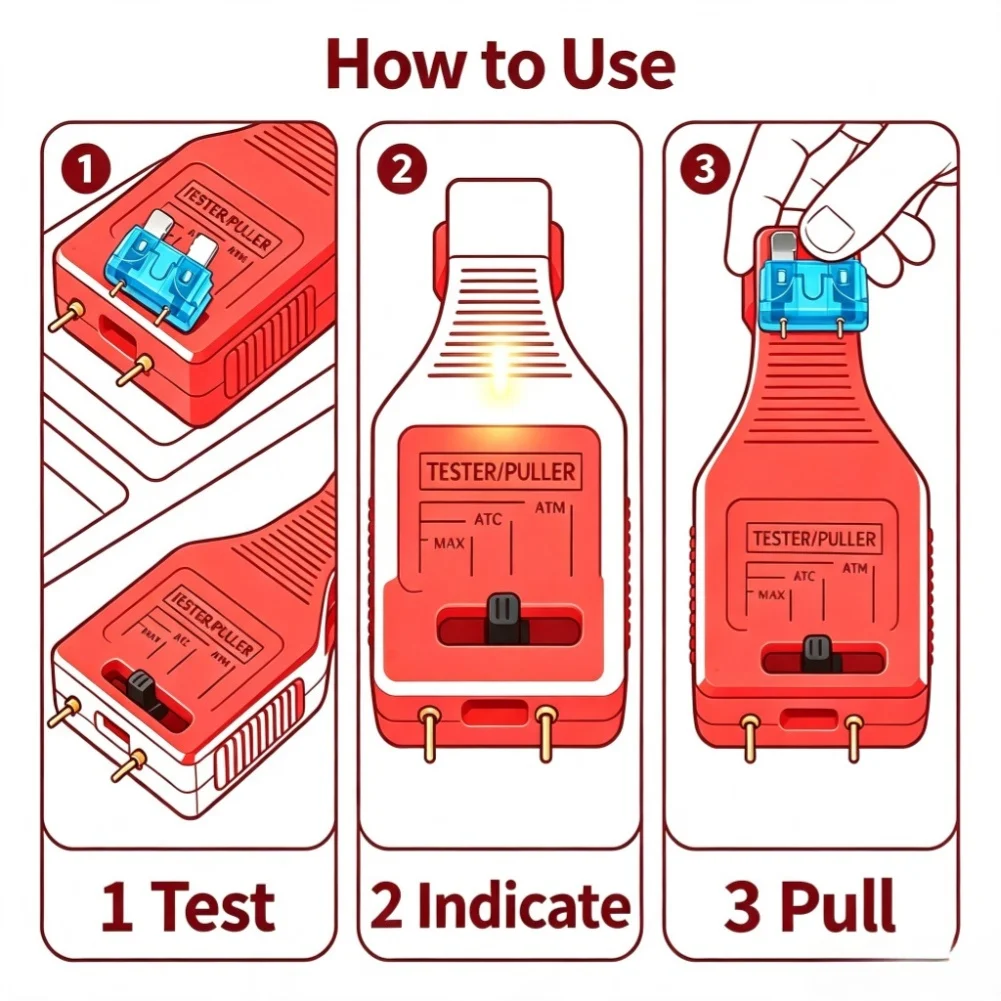 Kfz-Sicherungstester LED-Licht Auto-Sicherungstestgerät ATM MASI Sicherung 12V 24V Fahrzeug-Stromkreis-Diagnosetester Auto – Detail 2