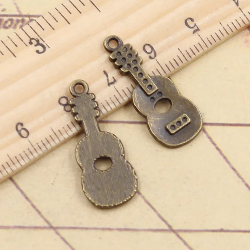 20pcs Charms Acoustic Guitar 26x11mm Tibetan Bronze Silver Color Pendants Antique Jewelry Making DIY Handmade Craft