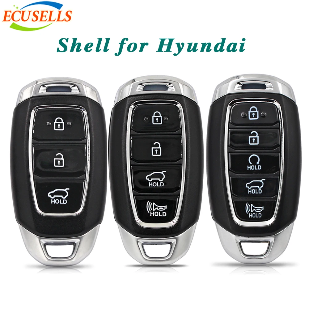 Ecusells 3/4/5 Buttons Smart Remote Car Key Shell Case Fob for Hyundai Elantra Santa Fe Kona Palisade