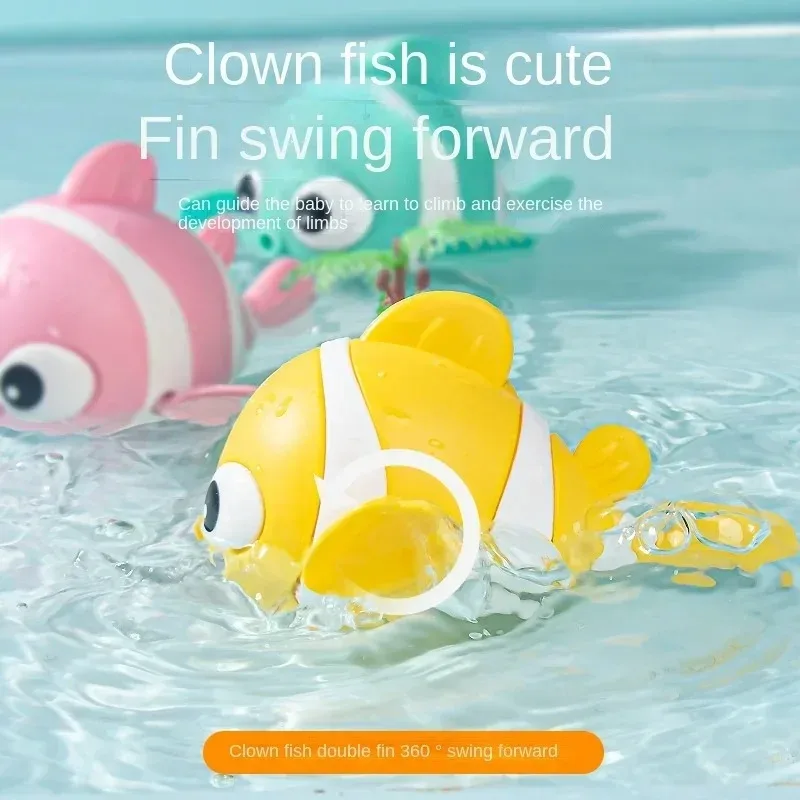 Kids' Bath Splash Clownfish Wind-Up Toy, Clockwork Swimming Animal, Fun Water Play Little Toy for Toddlers