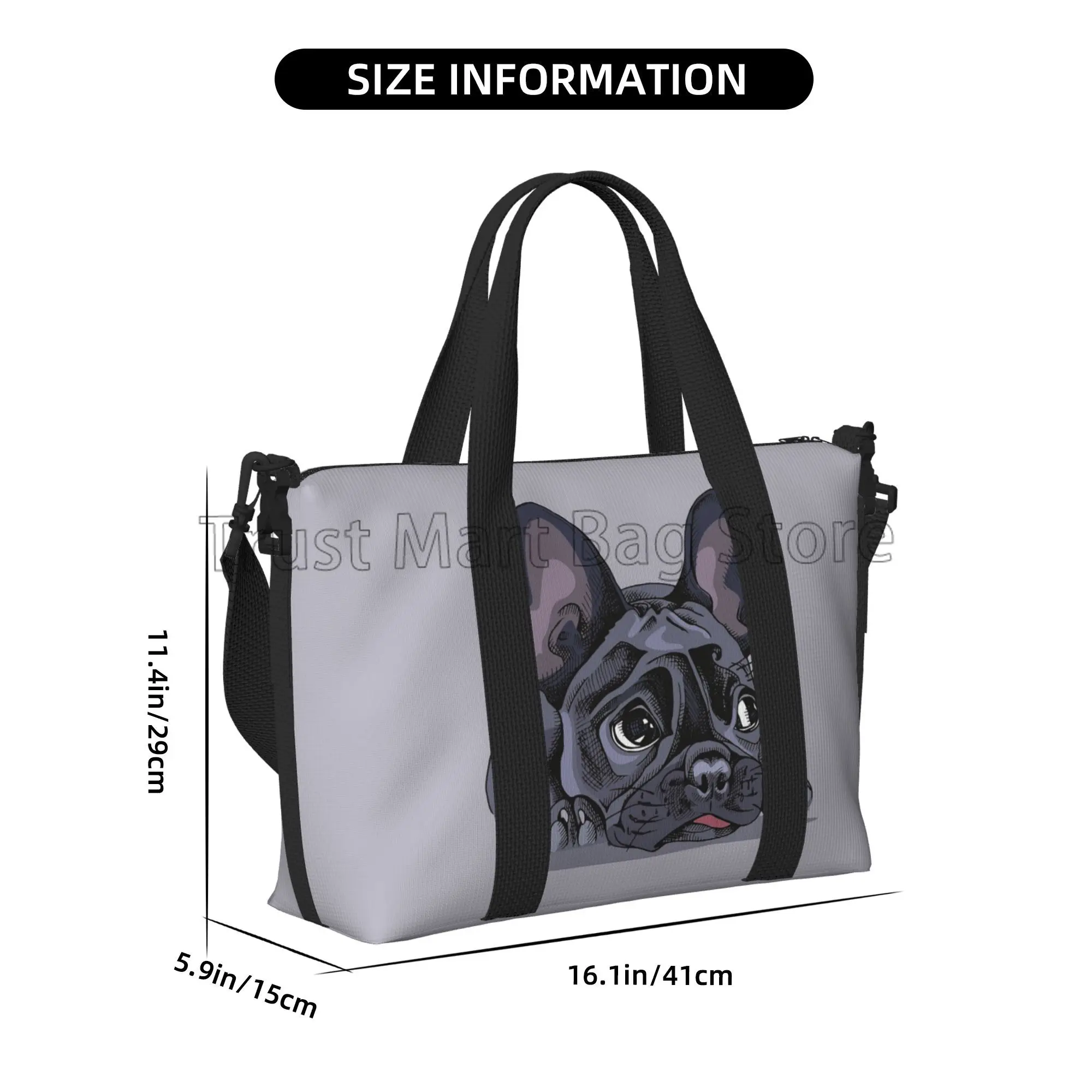 French Bulldog Art Print Travel Duffel Bags Lightweight Sports Tote Gym Bag Shoulder Weekender Overnight Bag for Men Women