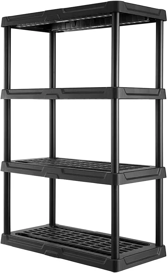 CENTREX 4-Tier Heavy Duty Plastic Storage Shelves for Garage, Black
