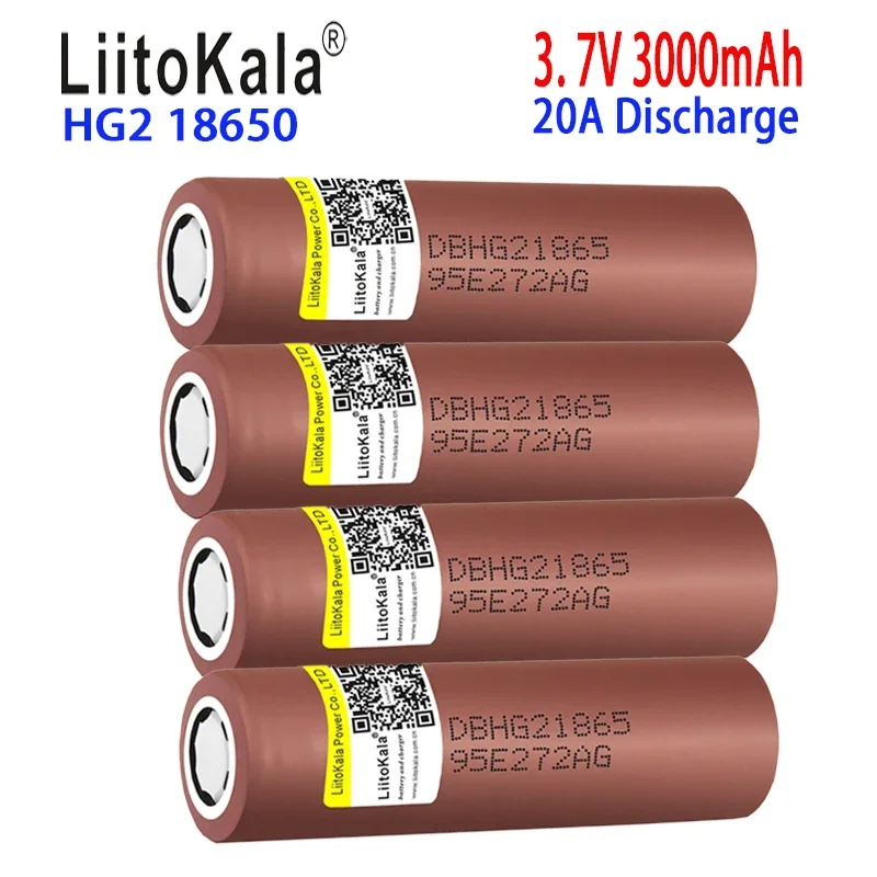 brand new 100% original LiitoKala 18650 battery，3.7v 18650 HG2 3000mAh lithium-ion rechargeable battery,continuous discharge 30A