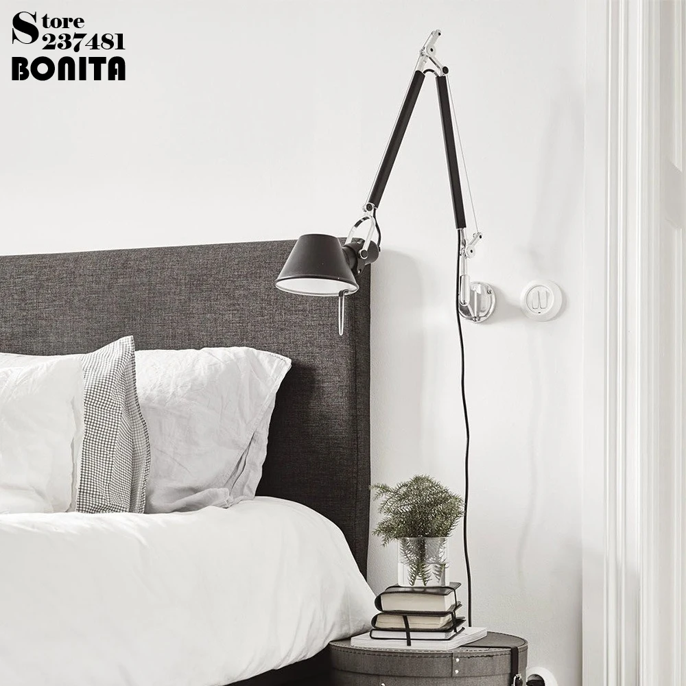 Nordic Industrial Style Wall Sconce Light Folding Wall Lamp with Plug Cable Office Table Bedside Home Working Reading Swing Arm