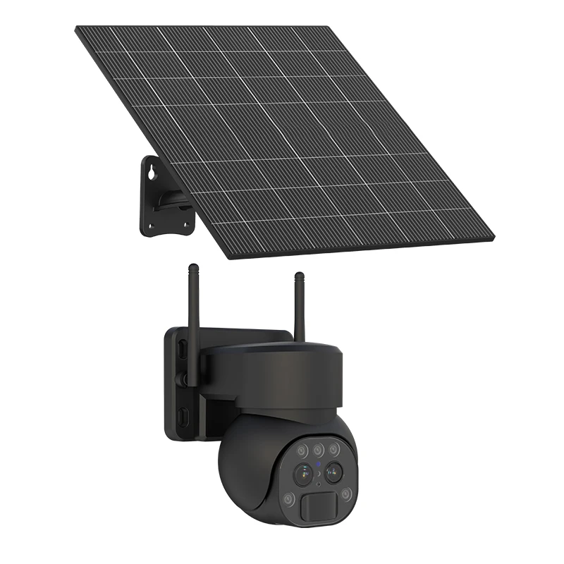 Y9 Dual Lens 5W Solar Panel Battery Powered 4G Sim Card Outdoor PTZ Dome Wireless CCTV Network