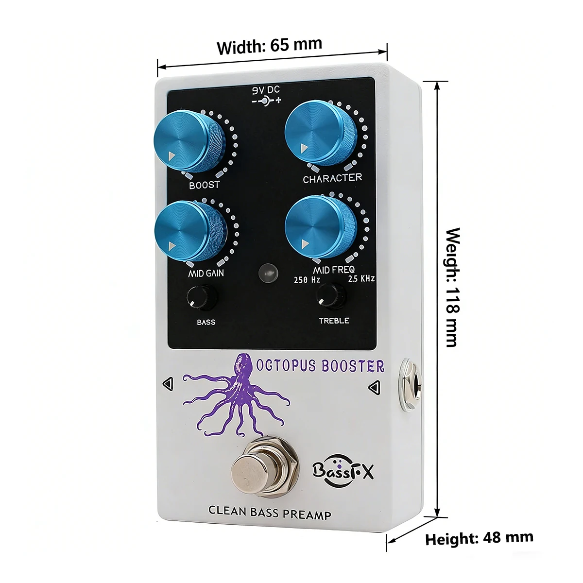 Fanmuzk Octopus Booster Compact Bass Preamp Guitar Pedal –  EQ Pedal, Clean Boost, Parametric Mids, Perfect for Pedalboards