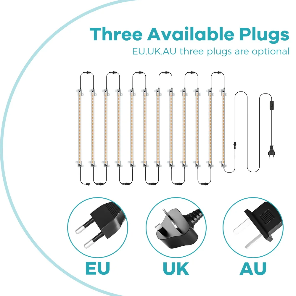 LED Plant Grow Light Bar AC220V Full Spectrum USB Phyto Fill Lamp Strip Hydroponics Flower Succulent Cultivation Growth Lighting