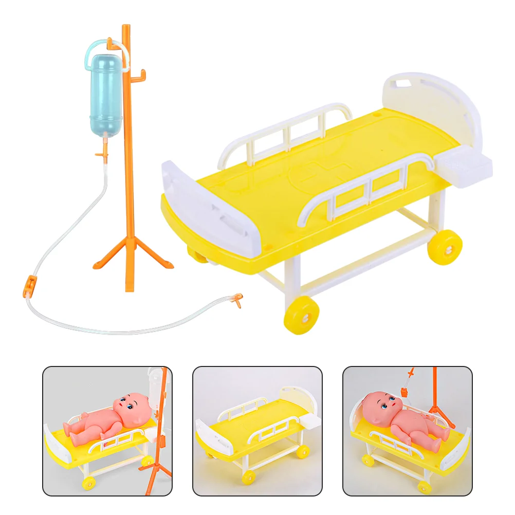 Juguete simulado cama médica casa decoraciones para el hogar jugando juguetes niño Mini