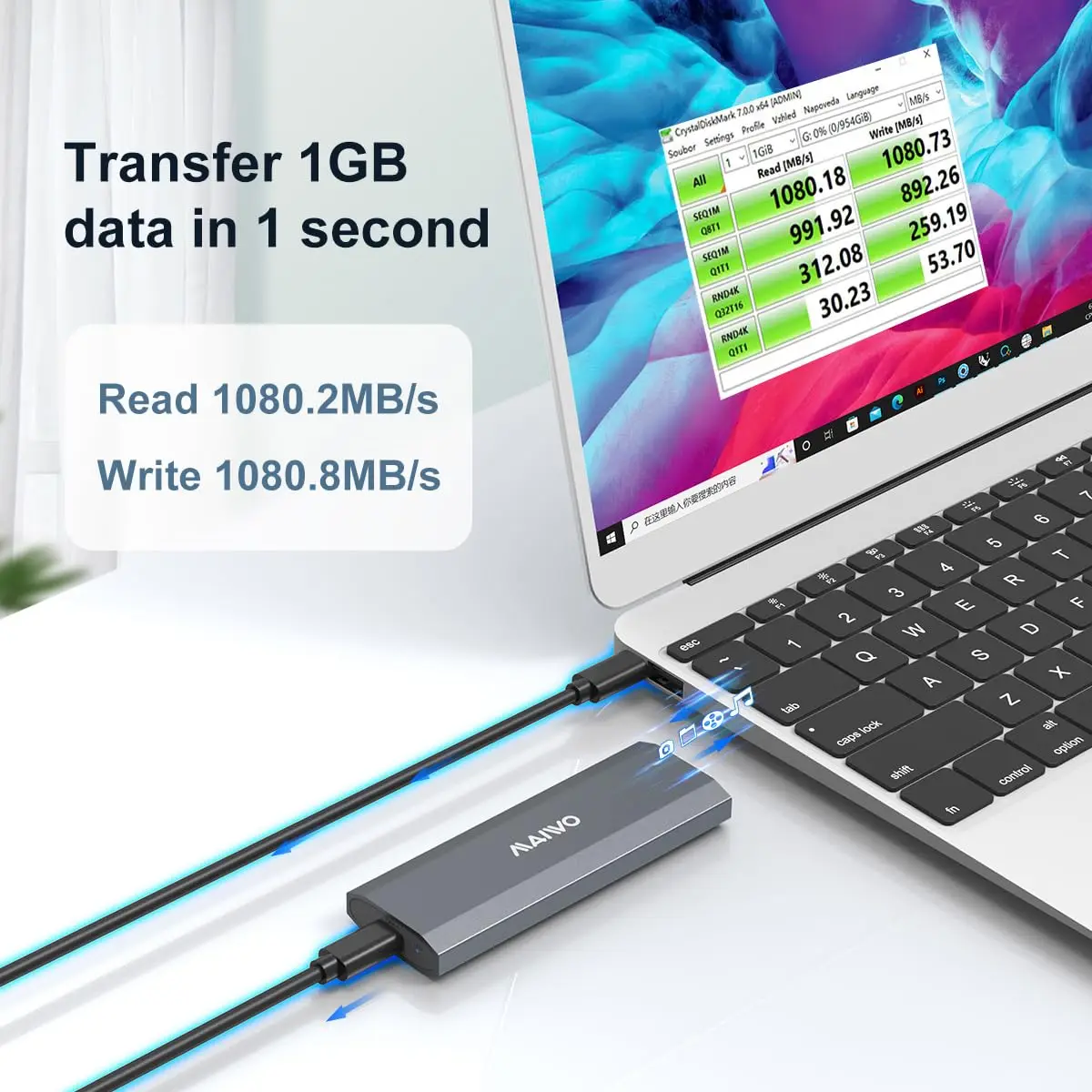 MAIWO 10Gbps M2 SSD caja NVMe NGFF PCIe M.2 SSD portátil USB C a PCI-E M.2 NVMe SSD lector UASP para 2230/42/60/80 ssd