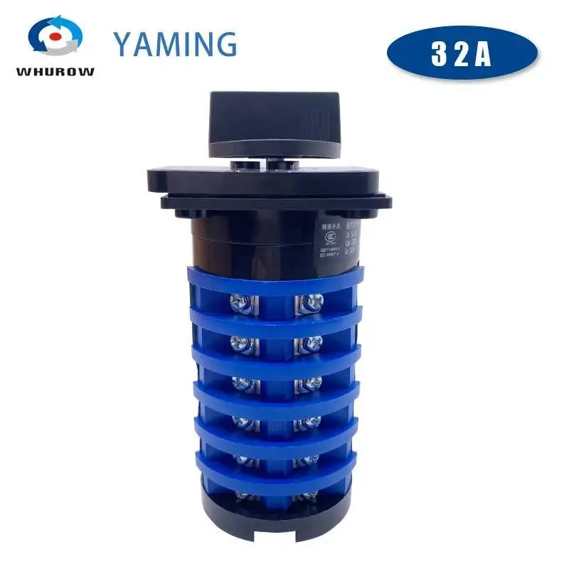 آلة لحام مفتاح كام دوار 6 أقطاب 4 مواقف KDHC-32/6x3 اتصال فضي 32A 500V التحكم اليدوي في الدائرة #5