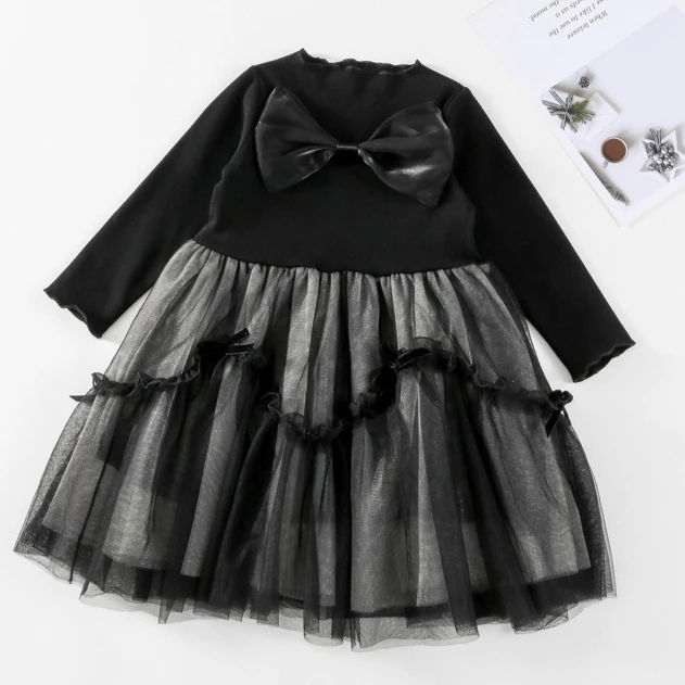 

Юбка для девочек, весна-осень 2026, новая детская одежда, корейский стиль, детская темпераментная юбка из сетчатой пряжи с бантом для девочек