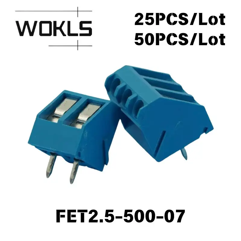 25PCS 50PCS DG330 KF330 5.0mm Pitch Blue Screw PCB Terminal Block, Modular 2P 3P 45° Angled Wire Entry Connector