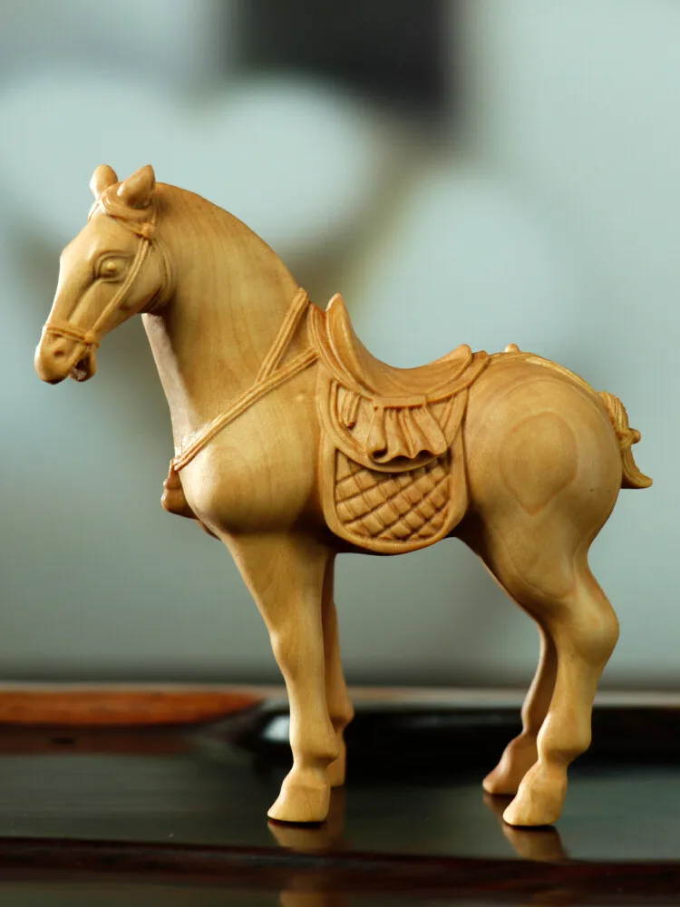 7.8 * 7.2 * 3 CM High Carved Boxwood Carving Figurine : Handsome Horse