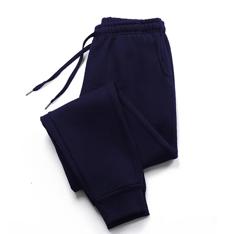 Moletom casual de lã masculino, corredor, calça esportiva de ginástica, calça comprida de treino monocromático, moda outono e inverno