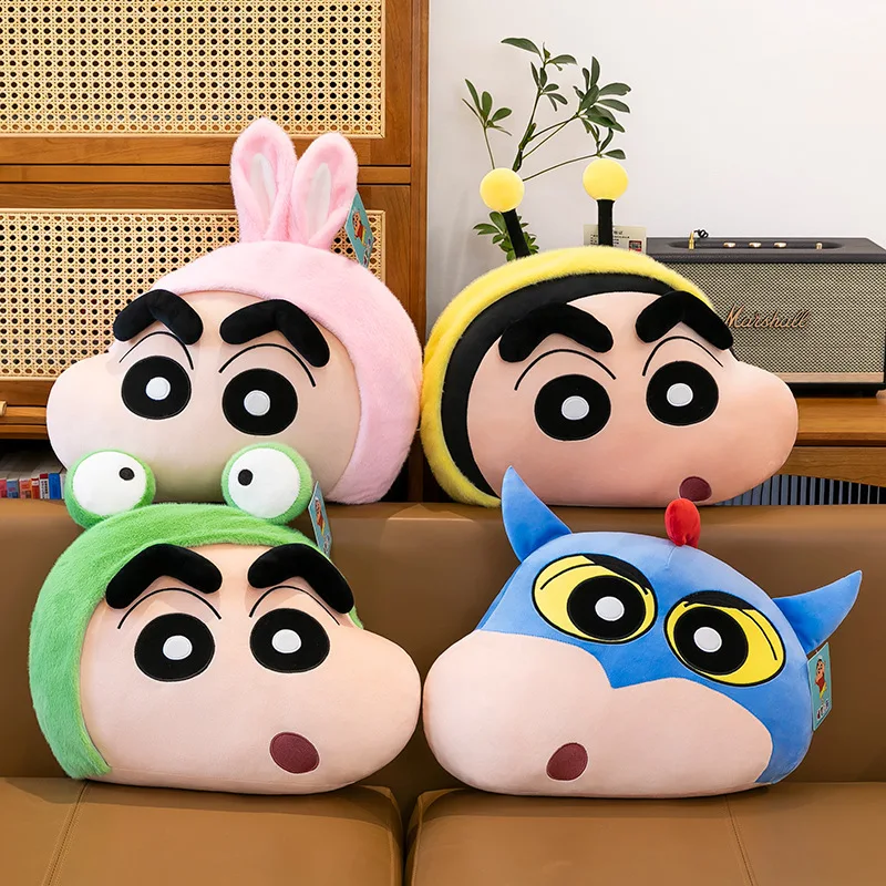 crayon-shin-chan-plush-pillow-with-bunny-bee-frog-superhero-hat-soft-stuffed-toy-for-kids-adults-anime-fans-gift-room-decoration