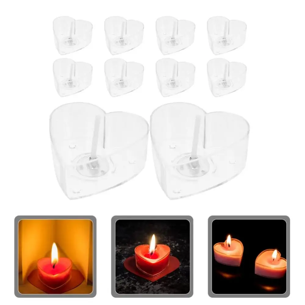 Forniture per la produzione di candele portacandele Tealight portacandele a forma di cuore stoppini per candele in plastica portacandele