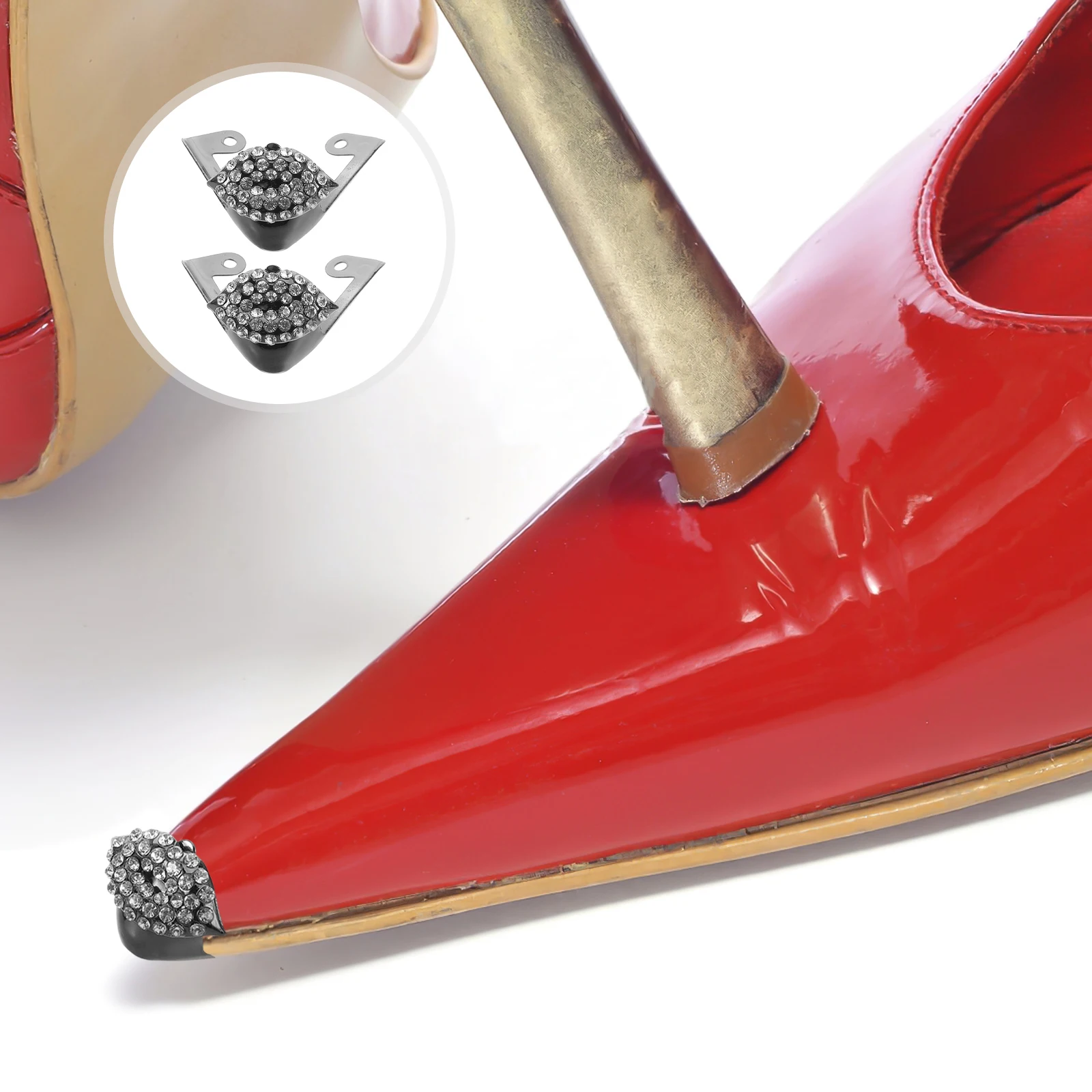 

3Pairs High Heel Shoe Tip Protectors Metal Pointed Toe Caps Reusable Shoe Covers for Repair Decoration Protection